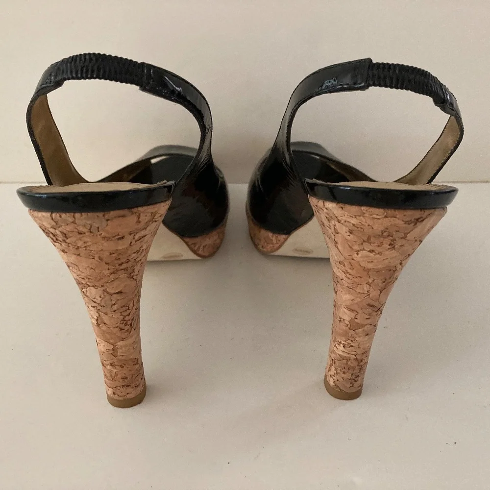 Jessica Simpson Black Patent Leather Slingback Heels/7 1/2B/EXCELLENT CONDITION!